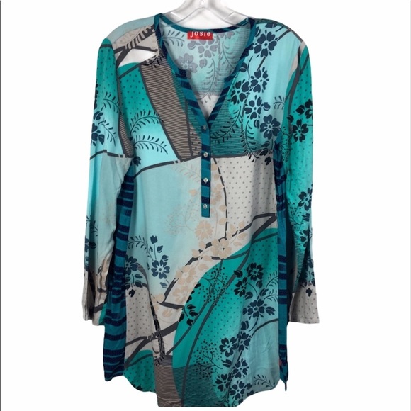 Natori Tops - Josie Natori tunic blouse rayon floral women's S